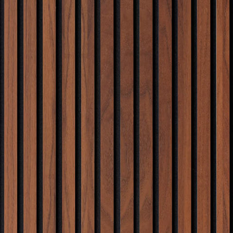 Woodline wandpaneel met gefineerd mdf stroken op PET-vilt